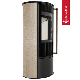 KRATKI ERIK Ø150 5,5 kW keramická kamna GOLD SATIN ocelové víko madlo Jatoba