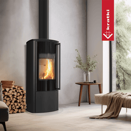 Szabadon álló acél kályha KOZA KRATKI AB KRATKI ENYO R 5,5 kW Ø 100/150