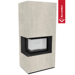 Murspis Kratki FLOKI BOX Ø 160 8 kW Vänster kvartskomposit Pietra di Savoia Perla