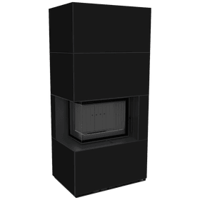 Caminetto modulare FLOKI BOX sinistra 8 kW Ø 150 Sinterizzazione di quarzo NERO ASSOLUTO thermotec nero