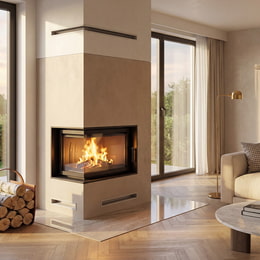 Focar semineu din fonta KRATKI SIMPLE 15 kW Ø 200 colt stanga