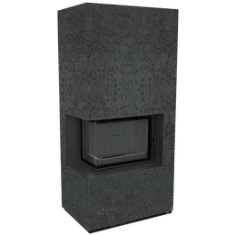 Kaminbausatz KRATKI FLOKI BOX links 8 kW Ø 160 Quarzsinter OXIDE NERO schwarz Verkleidung