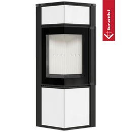 Poêle à bois en acier KRATKI TORA/S 8 kW Ø 150 panneau de verre blanc porte à fermeture automatique