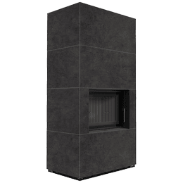 Moduļu kamīns KRATKI FLOKI BOX 8 kW Ø 160 kvarca aglomerāts FOKOS GRAFITE melns termotec