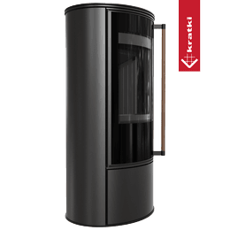 KRATKI ERIK Ø150 5,5 kW zwarte termotec kachel met Jatoba houten greep