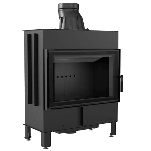 Steel fireplace LUCY 14 kW Ø 200 double glass black thermotec