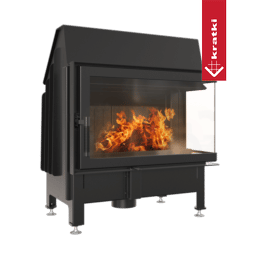 Steel fireplace KRATKI ZIBI right 11 kW Ø 180 black thermotec lining