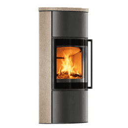 BJORN Ø 150 7kW free-standing steel stove High decorative GOLD SATIN storage ceramic; ceramic cover; with closing mechanism