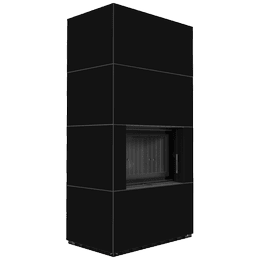 Moduļu kamīns KRATKI FLOKI BOX 8 kW Ø 160 kvarca aglomerāts NERO ASSOLUTO melns termotec
