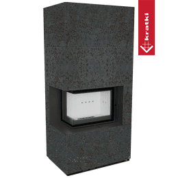 Modulárny krb KRATKI FLOKI BOX ľavý 8 kW Ø 160 kremenný spekáč OXIDE NERO