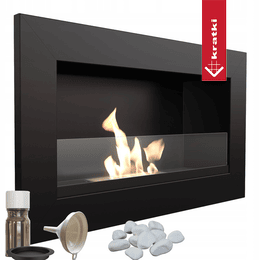 Wall mounted Bioethanol fireplace GOLF TÜV with glazing set