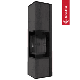 Soba din otel KRATKI TORA/L 8 kW Ø 150 cuarț sinter NATURALI PIETRA DI SAVOIA ANTRANCITE BOCCIARDATA termotec negru