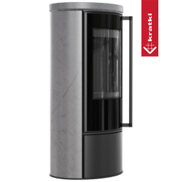 KRATKI ERIK Ø150 5,5 kW kachel GRAY SATIN keramiek deksel zwart termotec