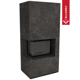 Modulární krb KRATKI FLOKI BOX levá 8 kW Ø 160 křemenný sintr NATURALI NERO GRECO černá Thermotec