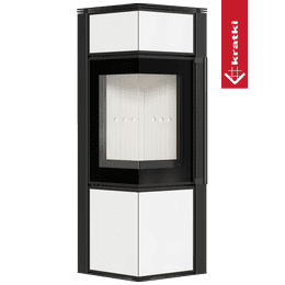 Kaminofen aus Stahl KRATKI TORA/S 8 kW Ø 150 Weißes Glaspaneel
