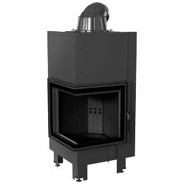 Kamineinsatz aus Stahl KRATKI MBN links 8 kW Ø 200 schwarz Verkleidung