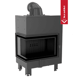 Focar semineu KRATKI MBM 10 kW Ø 200 colt stanga Sticla pe colt termotec negru