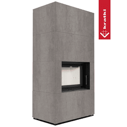 Cheminée modulaire KRATKI FLOKI BOX 8 kW Ø 160 Quartz fritté NATURALI PIETRA DI SAVOIA GRIGIA BOCCIARDATA