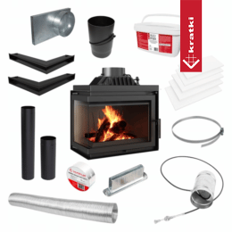 Camino a legna in ghisa KRATKI SIMPLE sinistra 8 kW Ø 200 kit di installazione