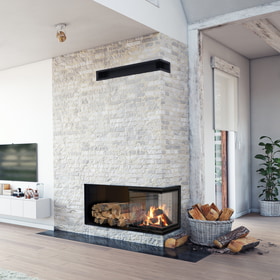 Steel fireplace NBC 500/500 8 kW Ø 200 Lift-up self closing door
