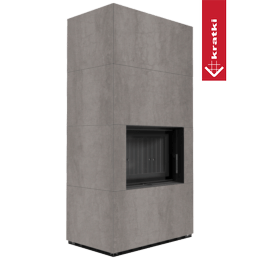Moduulitakka KRATKI FLOKI BOX 8 kW Ø 160 kvartsisintteri NATURALI PIETRA DI SAVOIA GRIGIA BOCCIARDATA musta termotec
