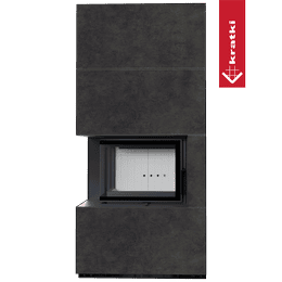 Chimenea modular KRATKI FLOKI BOX izquierdo 8 kW Ø 160 Sinter de cuarzo FOKOS GRAFITE