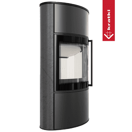 BJORN Ø 150 7kW High freestanding steel stove with decorative GRAFITE SATIN storage ceramics; steel cover; with closing mechanism
