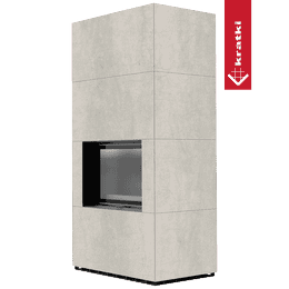 Caminetto modulare KRATKI FLOKI BOX 8 kW Ø 150 Sinterizzazione di quarzo NATURALI PIETRA DI SAVOIA PERLA BOCCIARDATA thermotec nero
