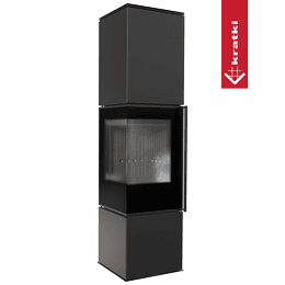 Teräskamina KRATKI REN/L vasen Ø 150 7 kW musta thermotec itsesulkeutuva ovi