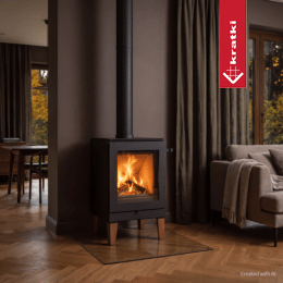 KRATKI K5 MODULO stålovn 7 kW Ø 150 treben, mørk termotec