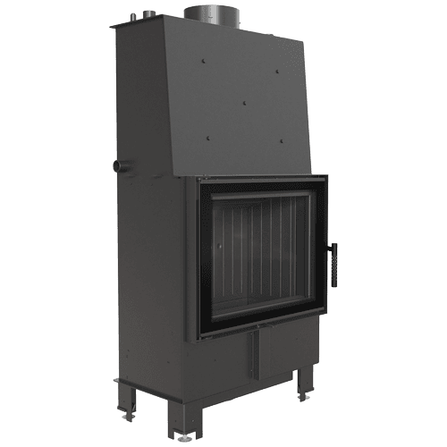 Water heating fireplace 12 kW Ø 200 Double glass black thermotec lining