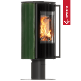 Szabadon álló tűzhely ERIK/N 5,5 kW Ø 150 zöld cserépkályha, zárószerkezettel