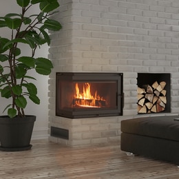 Kamineinsatz Gusseisen KRATKI SIMPLE links 8 kW Ø 200 mit Türfeder