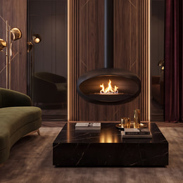suspended bioethanol fireplace KRATKI OVO black