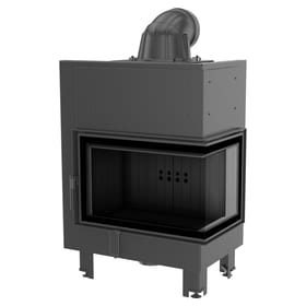 Steel fireplace MBM right 10 kW Ø 200 bent glass black thermotec