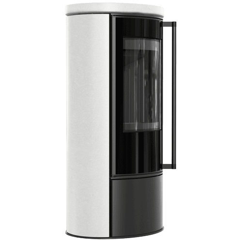 Freestanding Stove KRATKI ERIK Ø150 5.5 kW WHITE SATIN Black Ceramic Closing