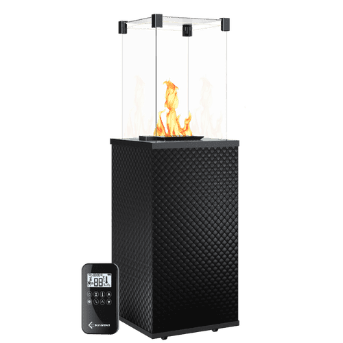 Chauffage extérieur Gaz Patio Mini de verre noir matelassé contrôle automatique 8,2 kW