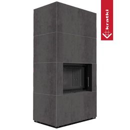 Chimenea modular KRATKI FLOKI BOX 8 kW Ø 160 Sinter de cuarzo NATURALI PIETRA DI SAVOIA ANTRANCITE BOCCIARDATA thermotec negro