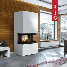 Semineu modular KRATKI NBC/EASY BOX 7 kW Ø 160 carcasa otel Bianco