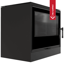 Wood burning steel stove KRATKI KARI 80 Ø 180 12 kW black thermotec self closing door