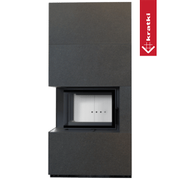 Modularni kamin KRATKI FLOKI lijevi 8 kW Ø 160 granitne ploče INDIAN BLACK