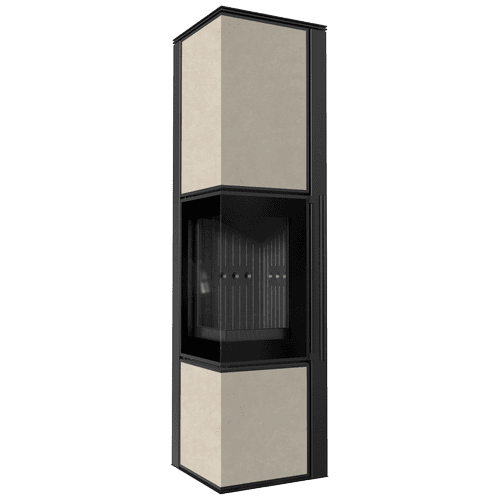 Estufa de leña de acero TORA/L 8 kW Ø 150 sinterizado de cuarzo FOKOS SALE thermotec negro puerta de cierre automático