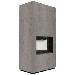 Moduļu kamīns KRATKI FLOKI BOX 8 kW Ø 160 kvarca aglomerāts NATURALI PIETRA DI SAVOIA GRIGIA BOCCIARDATA