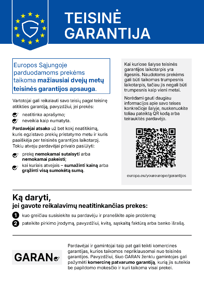  Jūsų teisinės garantijos teisės