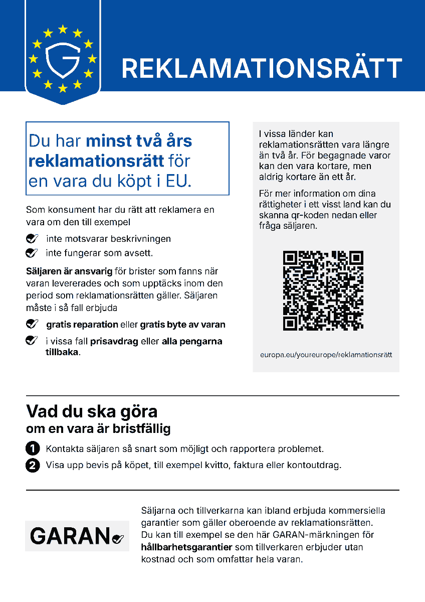 Dina lagstadgade reklamationsr&auml;ttigheter